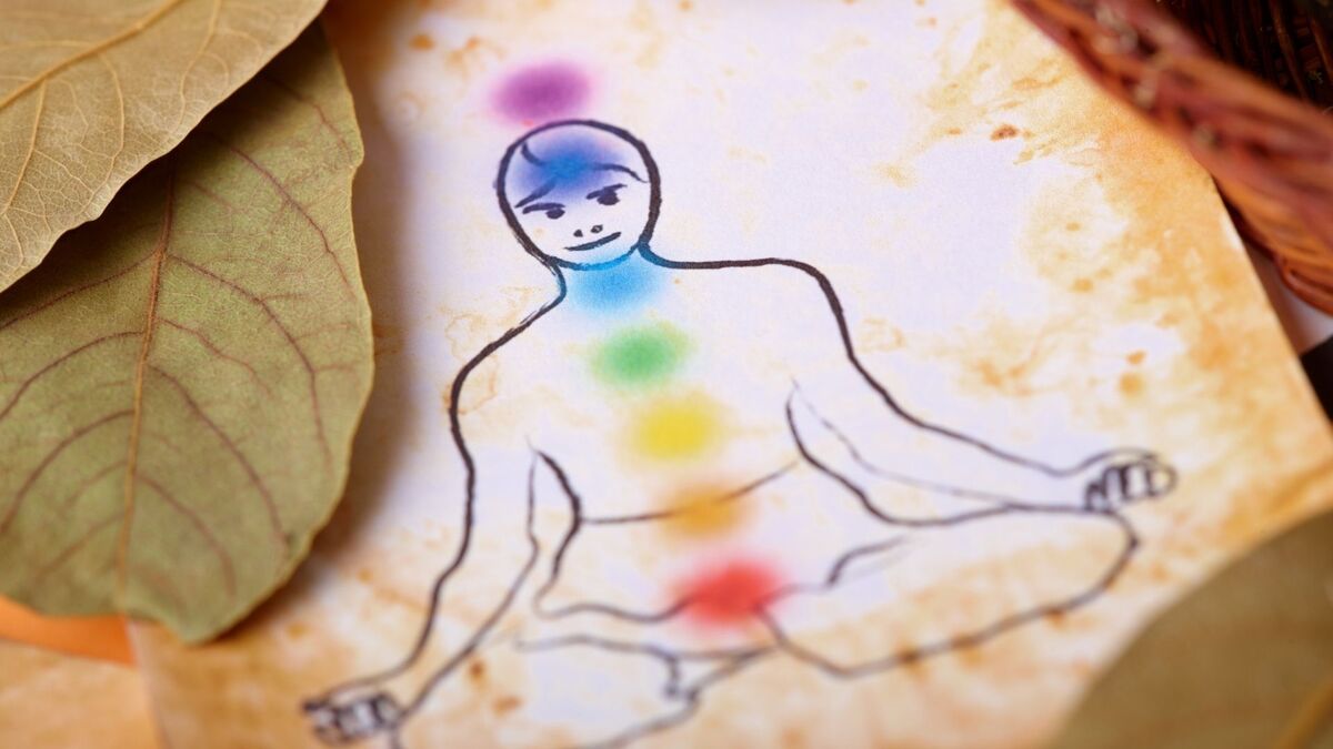 Desenho dos chakras em um boneco.