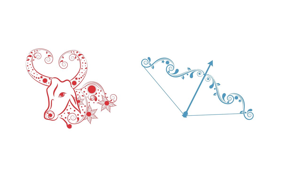 Símbolos dos signos Touro e Sagitário.