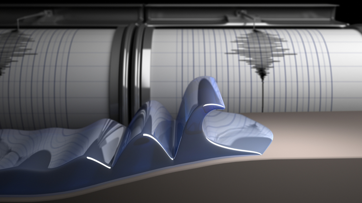 Gráfico de um terremoto e tsunami.