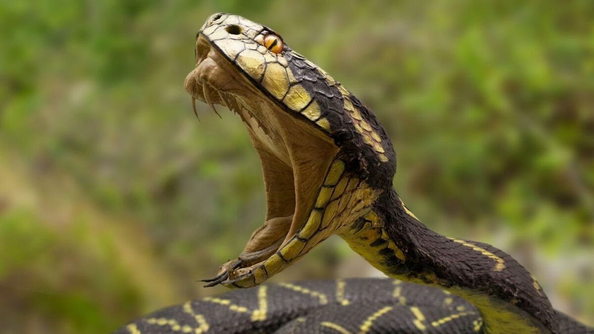 Cobra atacando.