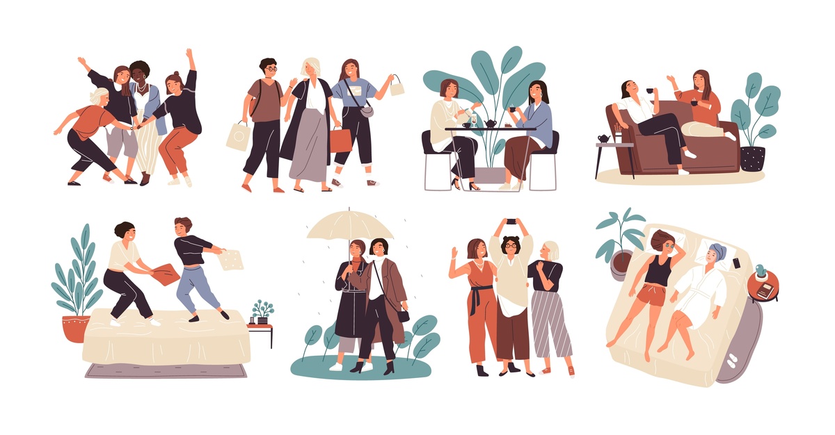 Ilustração de amigas se divertindo juntas