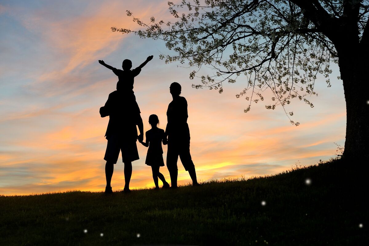 Família em parque.