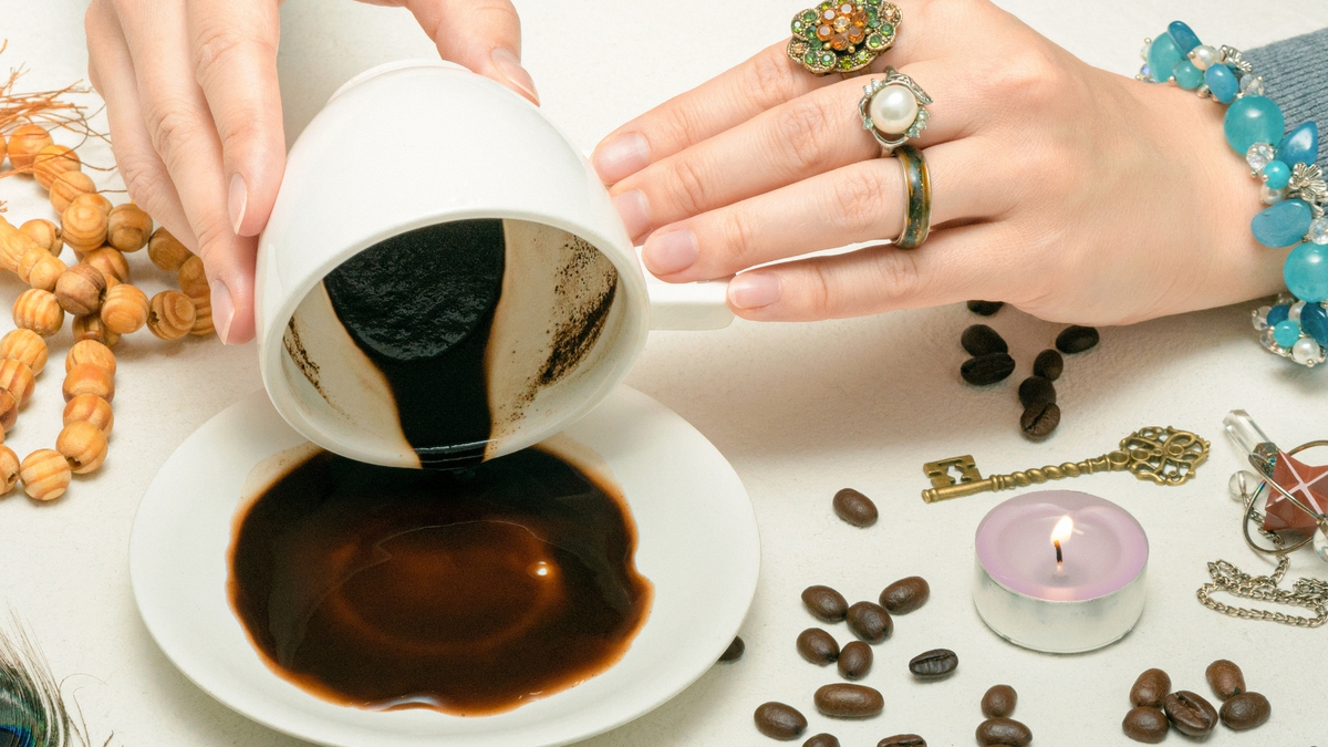 Mulher despejando borra de café no pires.