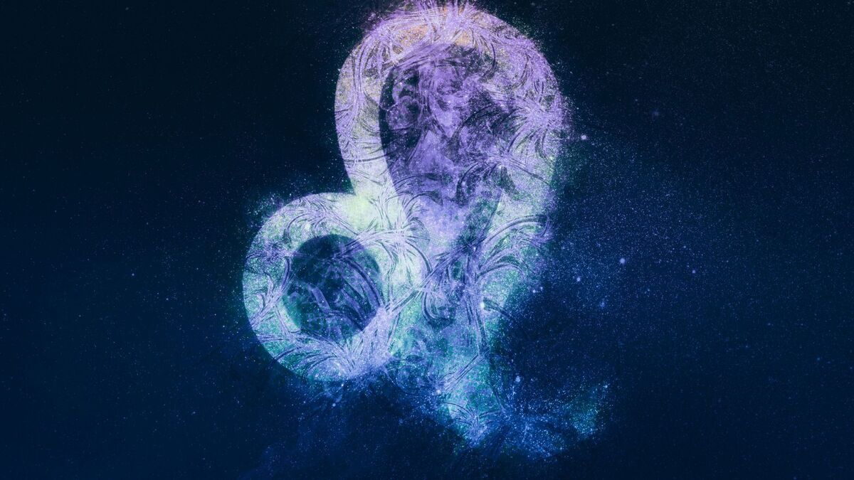 Símbolo do signo de Leão em um fundo astral.