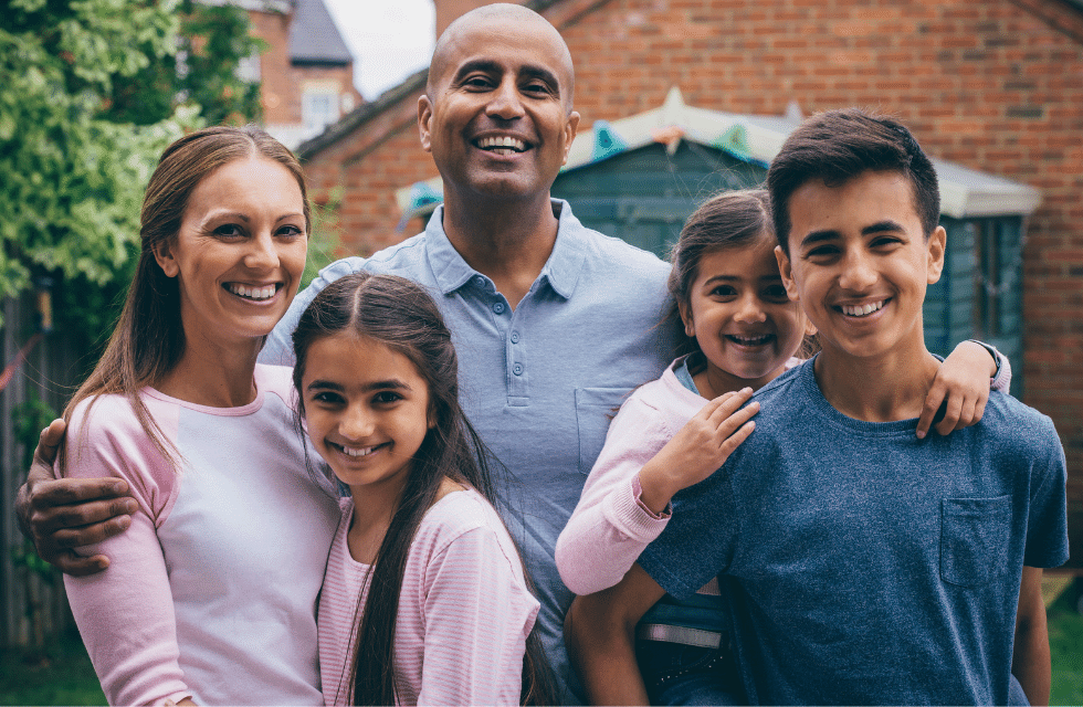 Família reunida feliz em um sonho