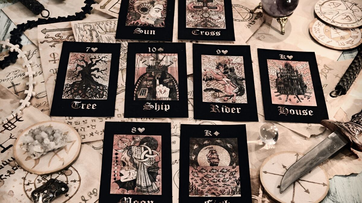 Cartas de Tarot aberto.