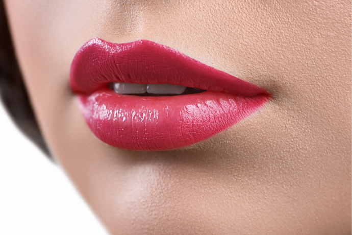 Lábios com lip tint.