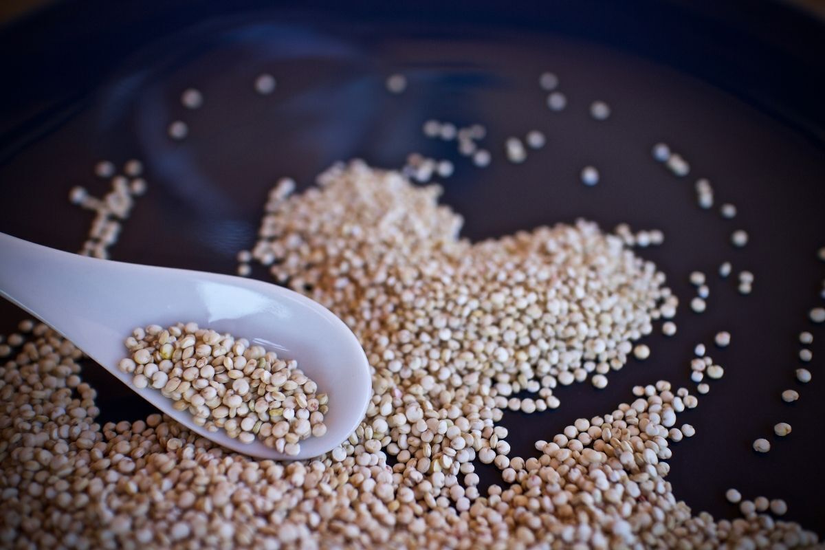 Grãos de quinoa.