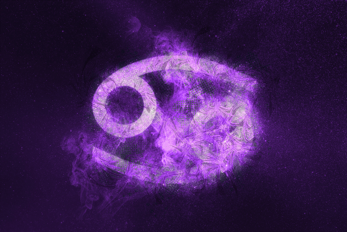 Símbolo do signo de Câncer em roxo