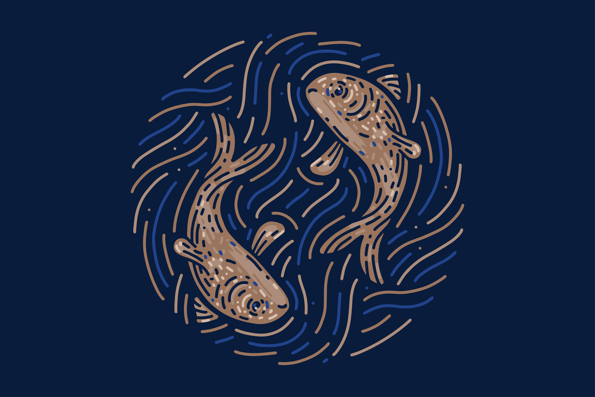 Ilustração do símbolo do signo de peixes