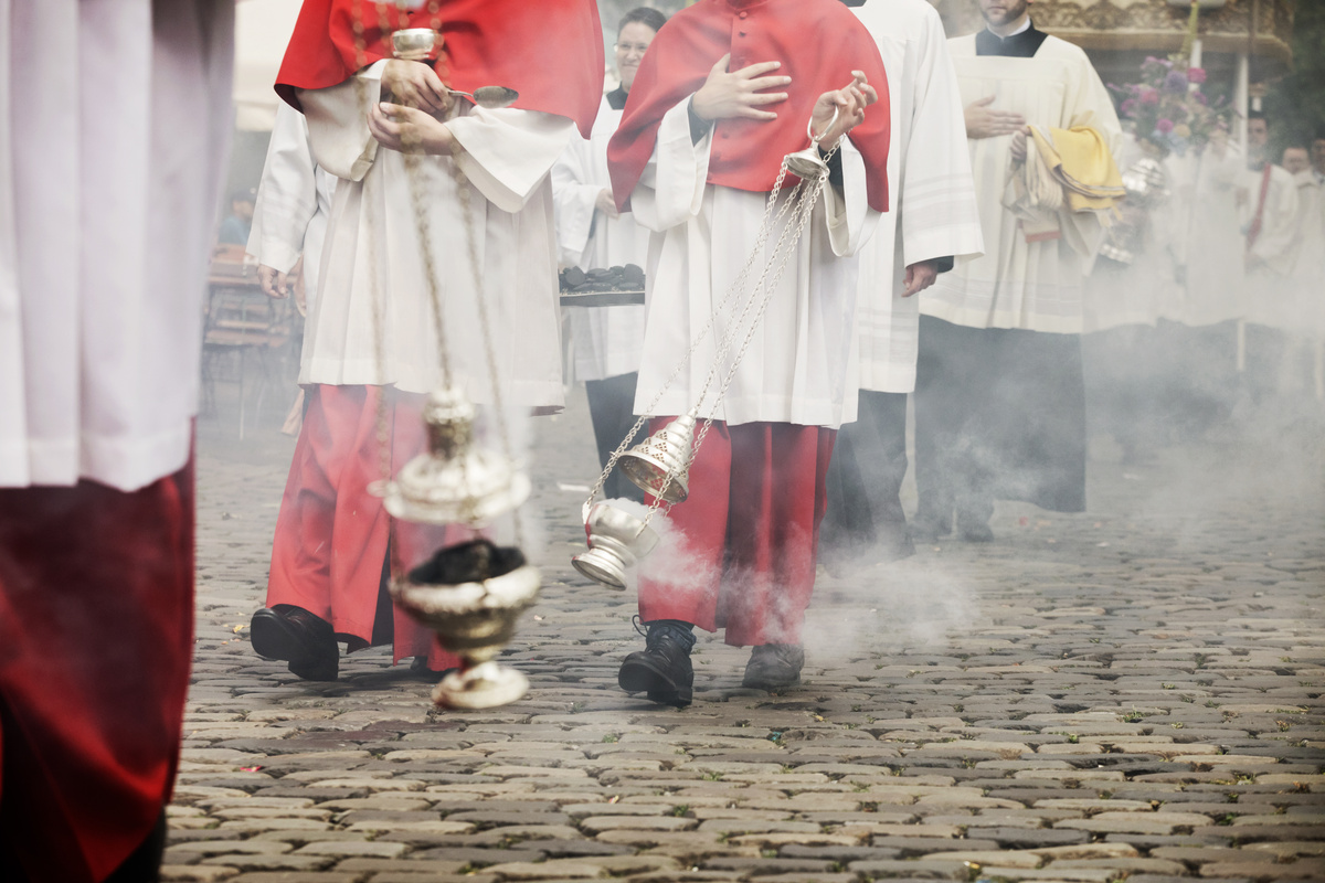 Procissão católica na rua